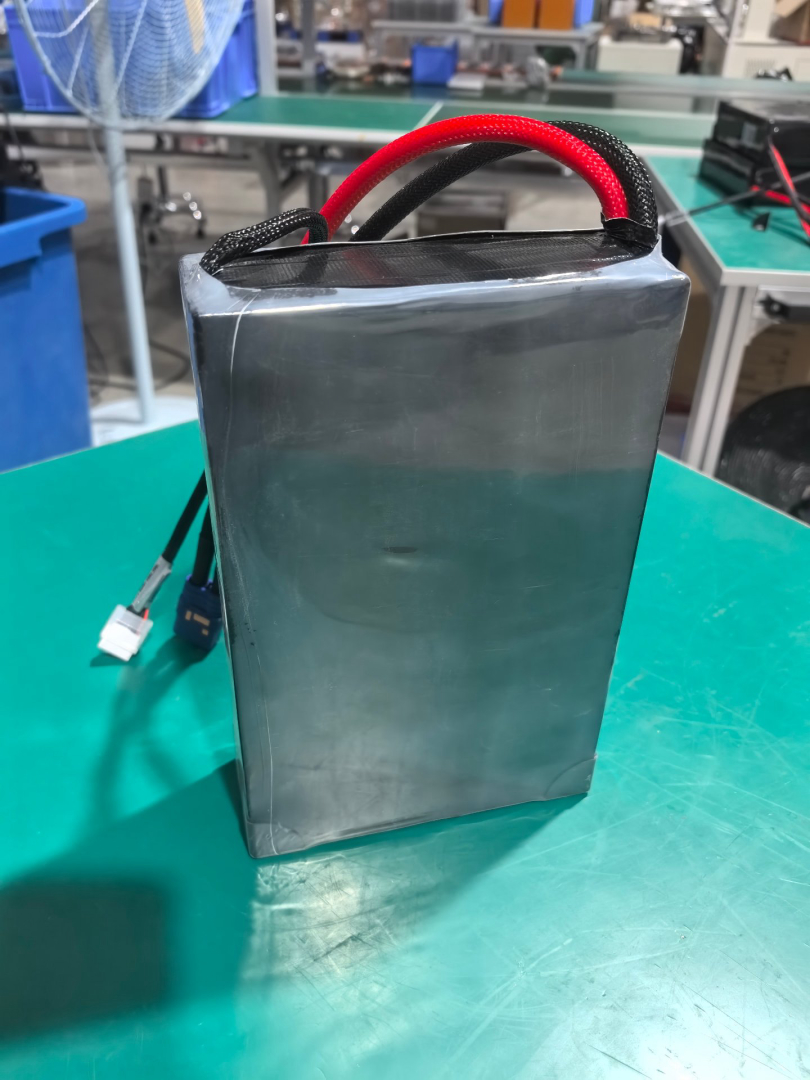 Large custom prismatic battery module with ring terminals